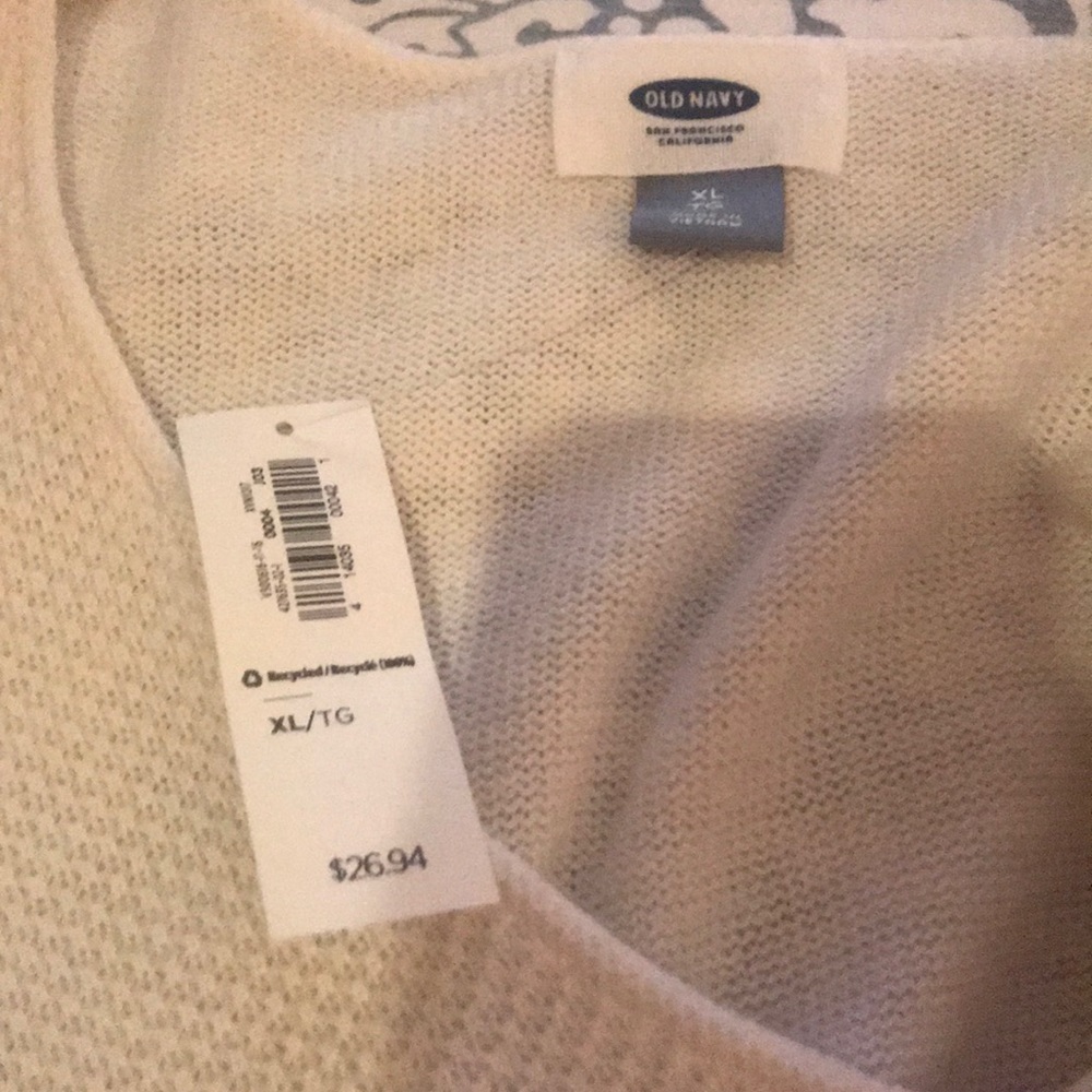 Old Navy White Crochet Scoop Neck Sweater XL - Picture 3 of 3